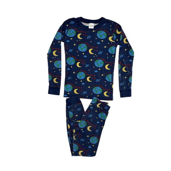 HANNA ANDERSSON Blue Space Moon and Back Long John Pajamas Size 130 8 Planets - Picture 1 of 7